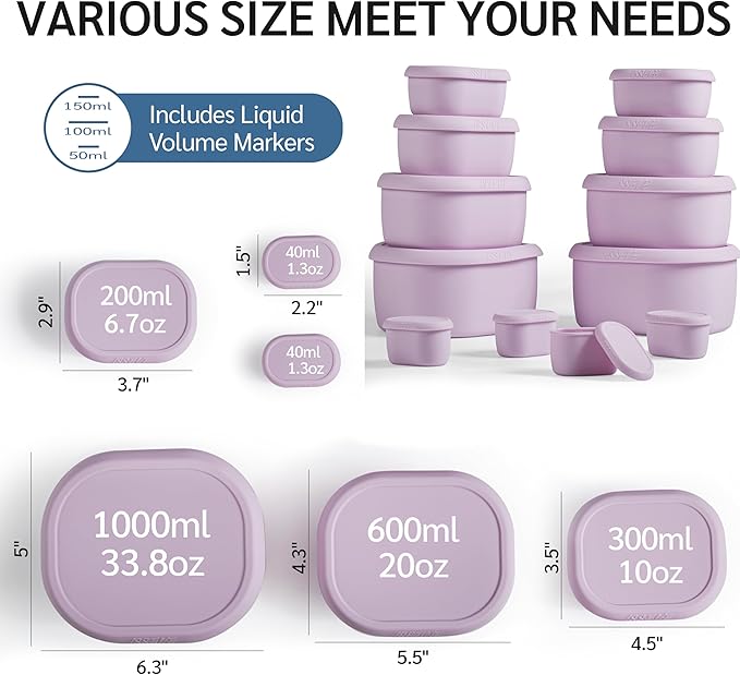 ISSEVE 12Pcs/Set Nesting Silicone Food Storage Containers - Image 4