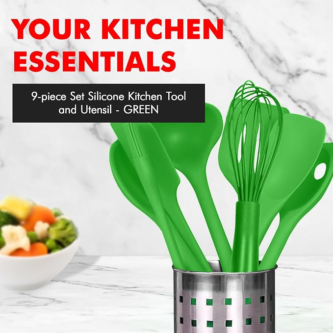 Chef Craft 9 Piece Green Premium Silicone Kitchen Tool Set - Image 2