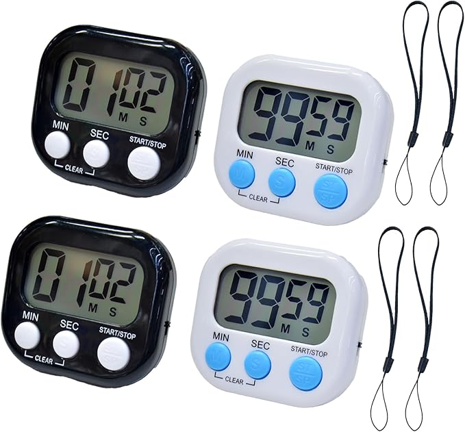 2 Pack Small Digital Kitchen Timer Magnetic Back and On/Off, Classroom Timers by Soseelnee