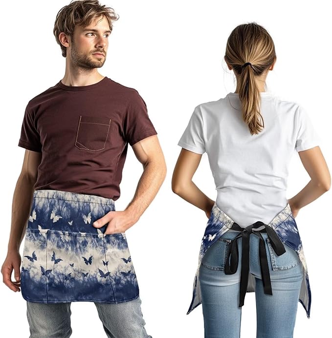 Server Apron with 3 Pockets, Waterproof Oil Waitress Waiter Half Apron - Image 3