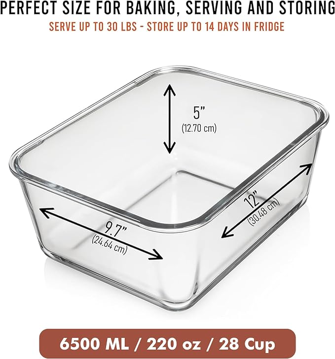 6500 ML / 220 oz / 28 Cup LARGE Glass Food Storage Container - Image 3