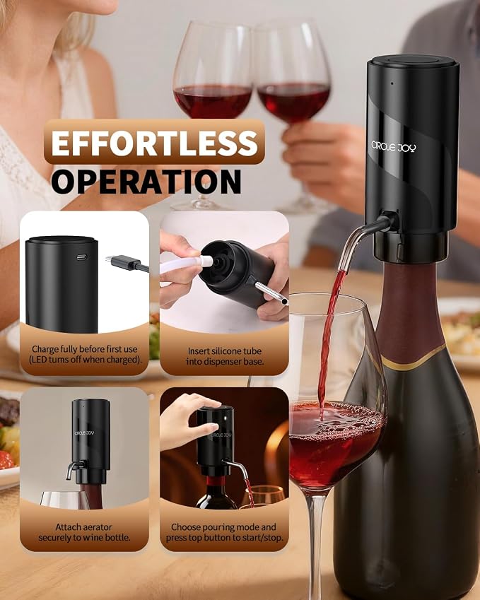 CIRCLE JOY Electric Wine Aerator Pourer, Rechargeable Automatic Wine Decanter - Image 5