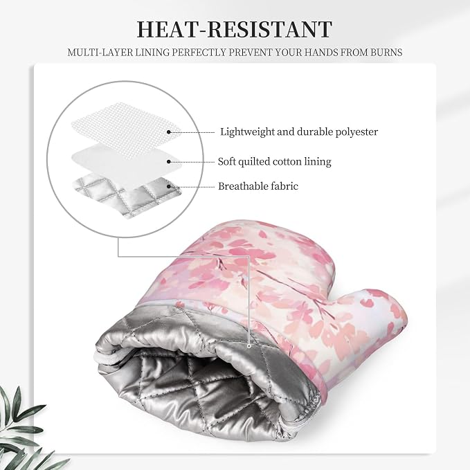 Oven Mitts and Pot Holders Cherry Blossom Flower Japanese Art Silicone Kitchen - Image 4