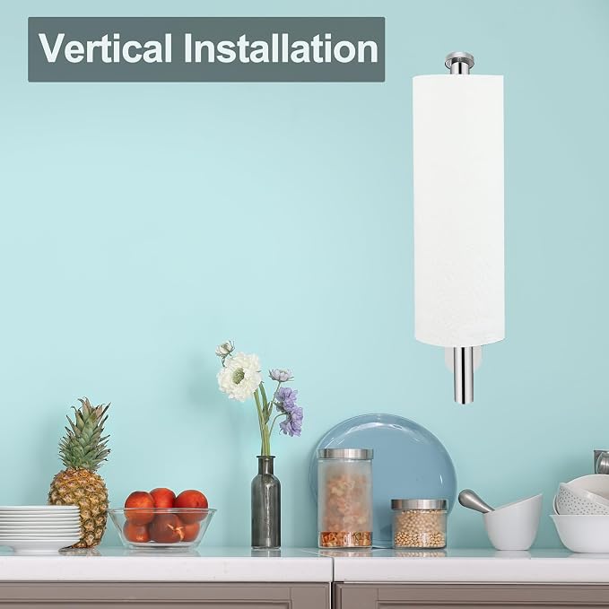 Paper Towel Holder with 2 Hooks-Under Cabinet Paper Towel Holder - Image 3