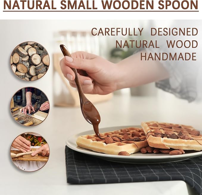 6 PCS Wooden Spoons for Honey, 6.7 inch Small Wooden Spoons - Image 5