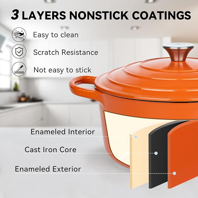 Miereirl 6 Quart Enameled Dutch Oven Pot - Image 3