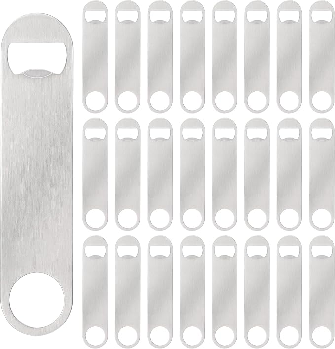 25 Pack Flat Beer Bottle Opener 7 inch Stainless Steel Flat Bottle Opener Beer by Yugada