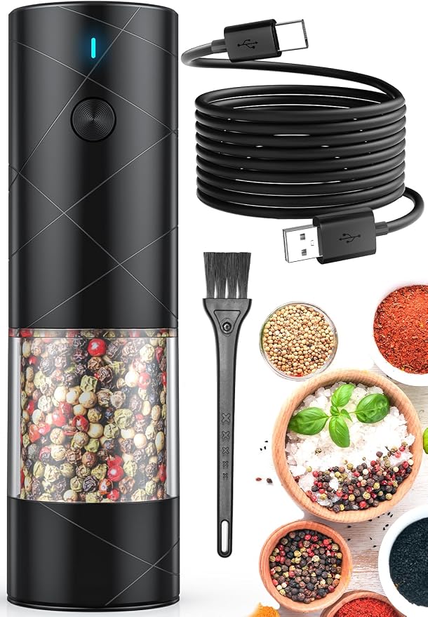 1Pc Electric Salt and Pepper Grinder USB Rechargeable by Lidaop