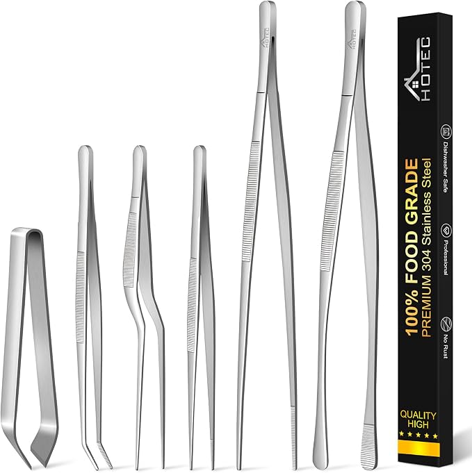 HOTEC Kitchen Tweezers Tongs Stainless Steel, Baking & Repair by Hotec