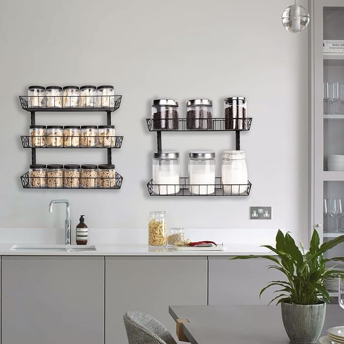 SWOMMOLY Adjustable Wall Mount Spice Rack, 6-Tier Dual-use Organizer - Image 3