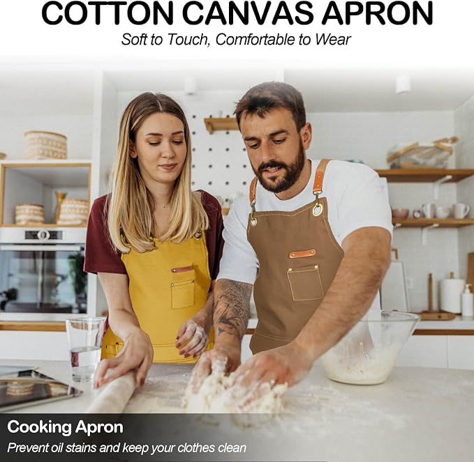 Chef Apron for Men Women with Gift Box Pack, Cross Back Apron with Pockets for - Image 2
