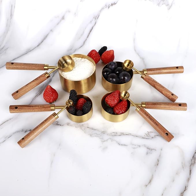 Collection 8 Piece Gold Measuring Cups Set and Measuring Spoons - Image 7