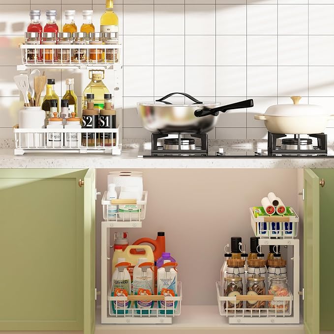 REALINN Under Sink Organizer, Height Adjustable Under Sink Organizers and - Image 2