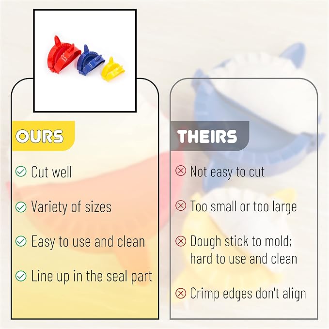 BTaT- Dough Press Set, 3 Pack, Pastry and Turnover Press, Hand Pie Maker - Image 5