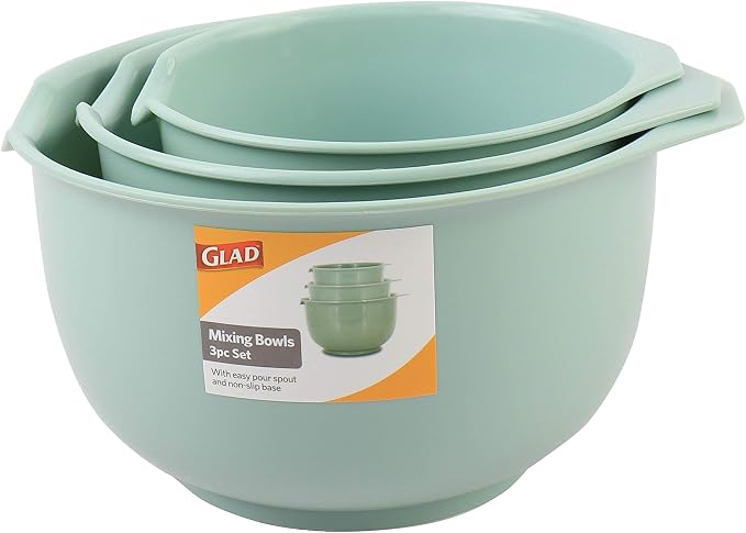 Glad Mixing Bowls with Pour Spout, BPA Free, Dishwasher Safe Plastic | Kitchen - Image 4