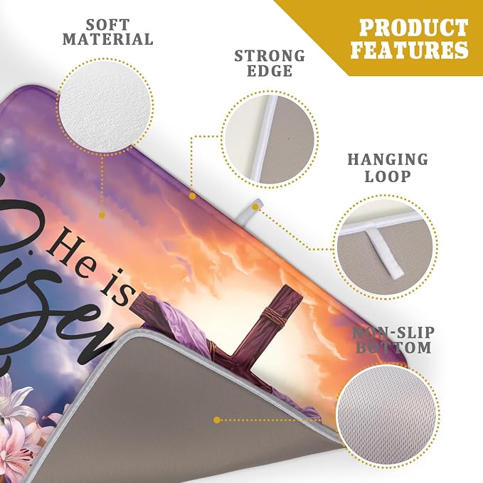 Easter Cross He is Risen Dish Drying Mats 18x24 Inch Spring Drying Mat - Image 4