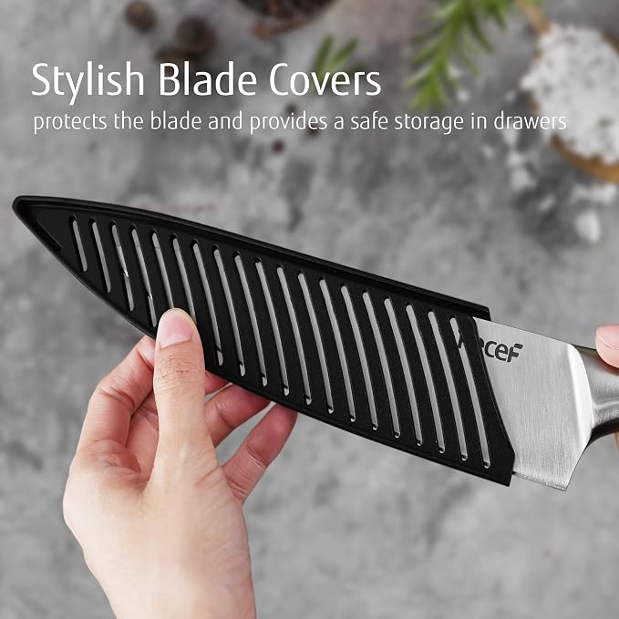 hecef Silver Kitchen knife set of 3, Satin Finish Blade - Image 2