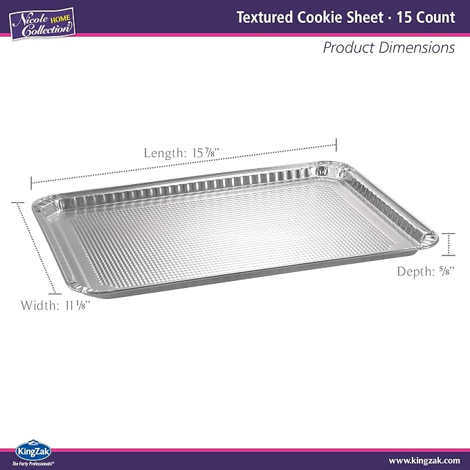 Aluminum Pans Half Size Textured Cookie Sheet 15 Count Durable Nonstick Baking - Image 2