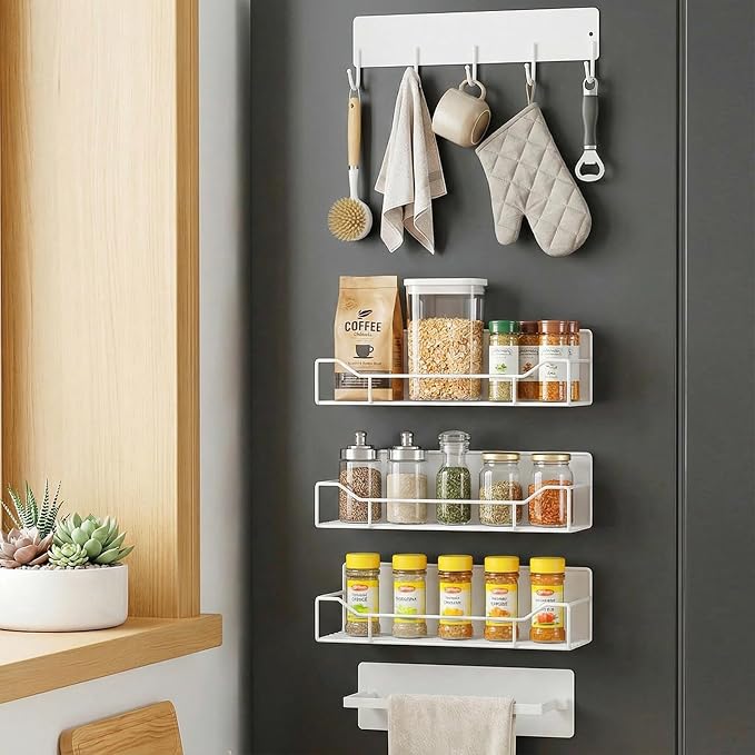 Magnetic Spice Rack for Refrigerator, 5 Pack Magnetic Fridge Organizer Shelves by Unknown