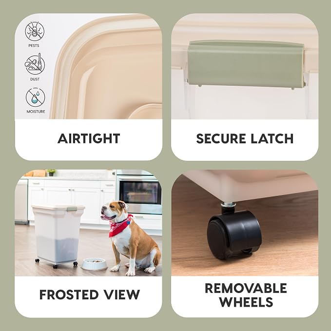IRIS USA Dog Food Storage Container 58 lbs, Attachable Wheels, - Image 4