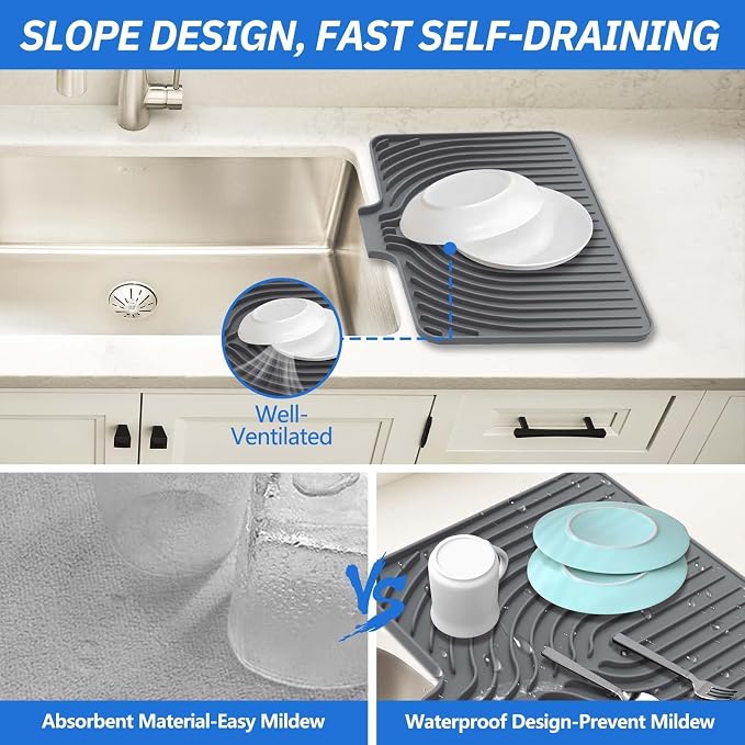 Dish Drying Mat for Kitchen Counter, - Image 4