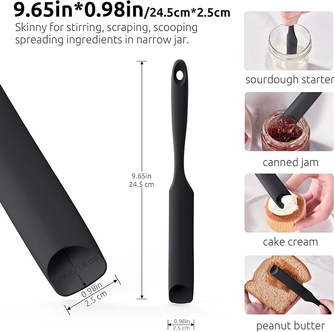 U-Taste Silicone Jar Spatula for Sourdough Starter: Long Skinny Food-Grade Jam - Image 2