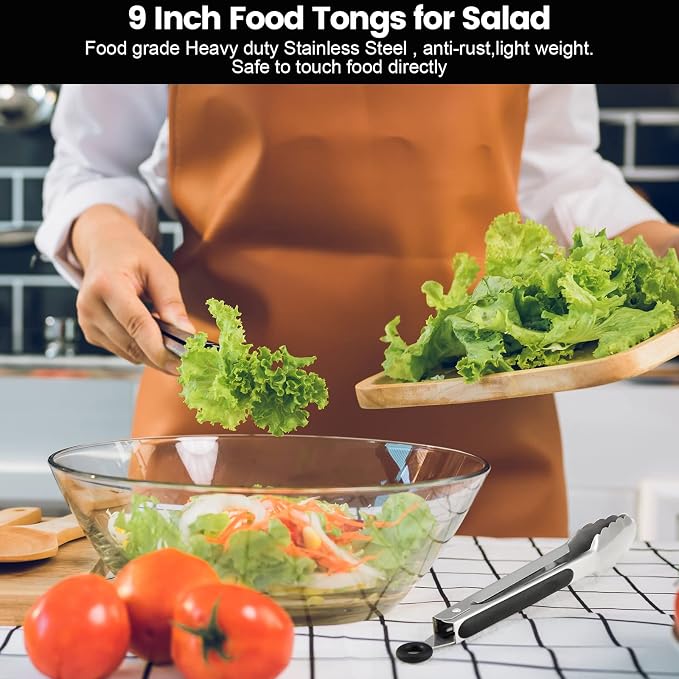 Chengu 12 Pack Stainless Steel Kitchen Tongs 7/9/12 Inches Food Serving Tongs - Image 5