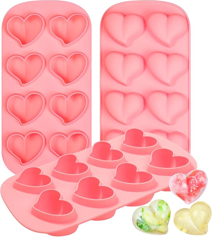 Webake Heart Shpaed Ice Cube Trays, 8-Cavity Heart Silicone Molds by Webake