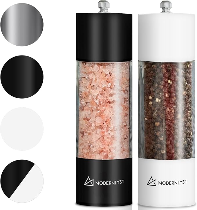 Manual Salt and Pepper Grinder Set of 2 | Large Round Salt and Pepper Shakers - Image 7