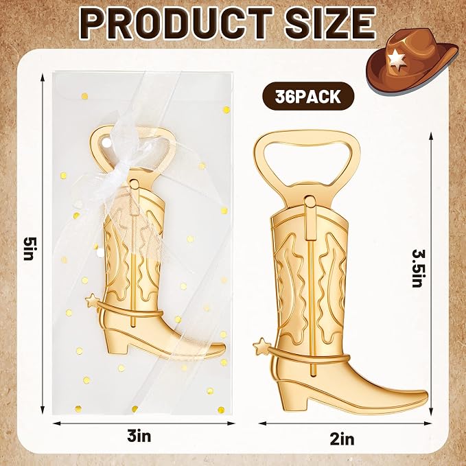 Hortsun 36 Sets Cowboy Boot Bottle Openers Baby Shower Bottle Opener Favors - Image 2