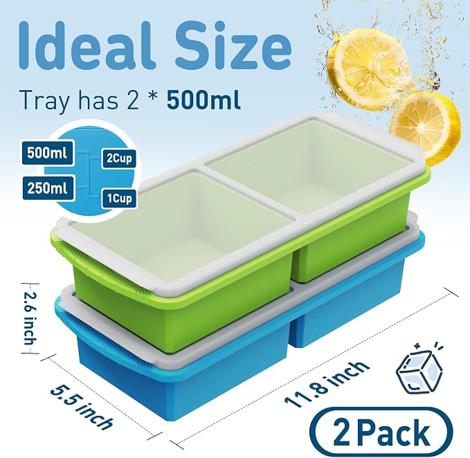 Silicone Freezer Tray with Lid Soup Freezer Container Molds with Steel - Image 2