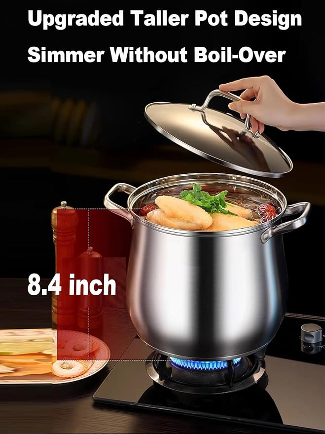 Stainless Steel Stock Pot, 8 Quart Heavy Duty Induction-Compatible - Image 2