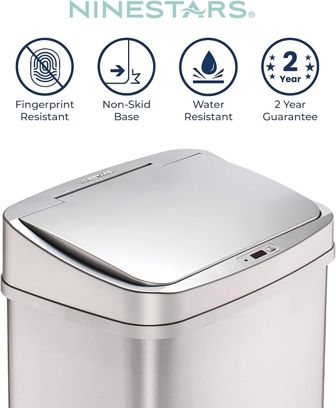 Ninestars 13 Gallon Automatic Trash Can, 50L Touchless Motion Sensor Garbage Can - Image 4