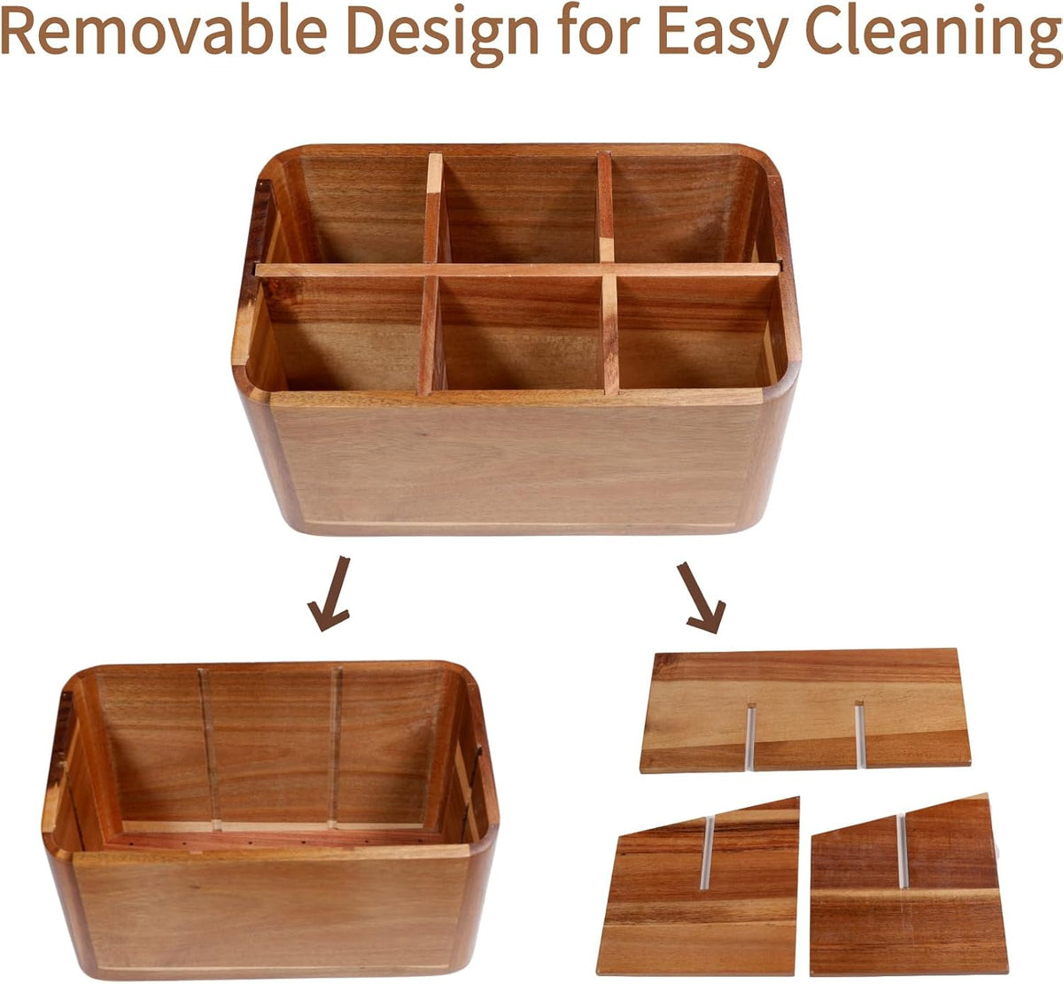 Wooden Kitchen Utensil Holder Organizer for Counter or Countertop