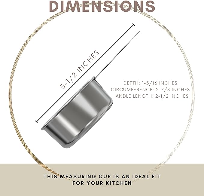 1/2 Cup Stainless Steel Measuring Cup | Sturdy Metal 125 ml | 125 cc | 4 oz | - Image 3