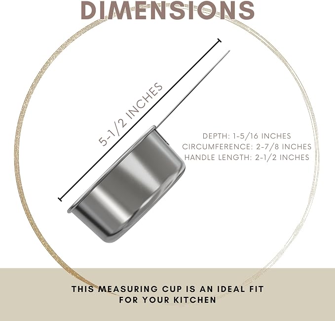 1/2 Cup Stainless Steel Measuring Cup | Sturdy Metal 125 ml | 125 cc | 4 oz | - Image 3