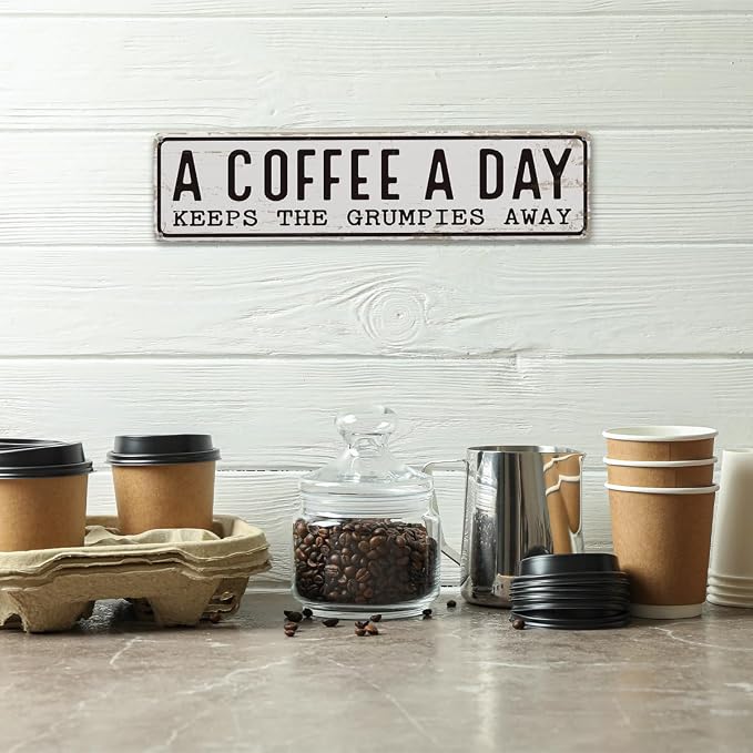Coffee Signs Decor, A Coffee A Day Keeps the Grum Pies Away Sign, Farmhouse - Image 4