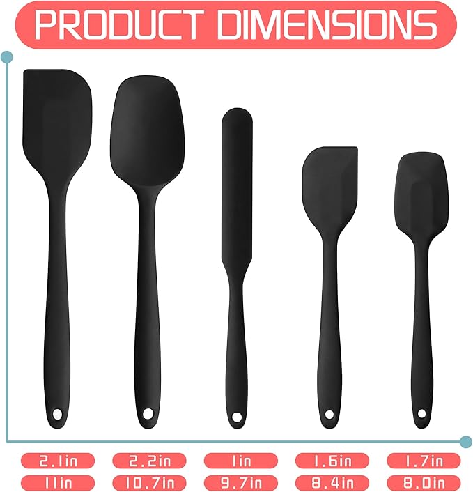 5 Pieces Silicone Spatula Set BPA Free Non Stick Rubber Spatula Heat Resistant - Image 4