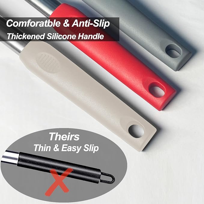 2 Pack Spatulas, Solid & Slotted Silicone Spatula Set, Stainless Steel Handle - Image 6