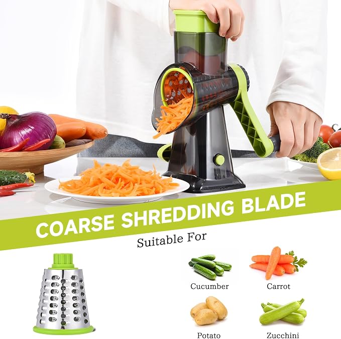Rotary Cheese Grater with Handle Kitchen Shredder Slicer Grater Slicer Ice - Image 4