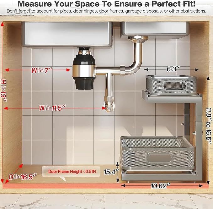 2-Pack Under Sink Storage Organizer - Image 2