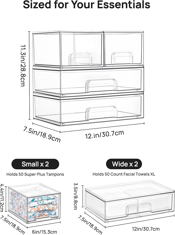 Vtopmart Stackable Storage Drawers Set of 4, Laundry Room Organization - Image 2