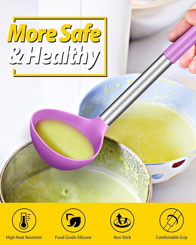 Pack of 2 Ladle Spoon, Silicone Large Spoon - Image 4