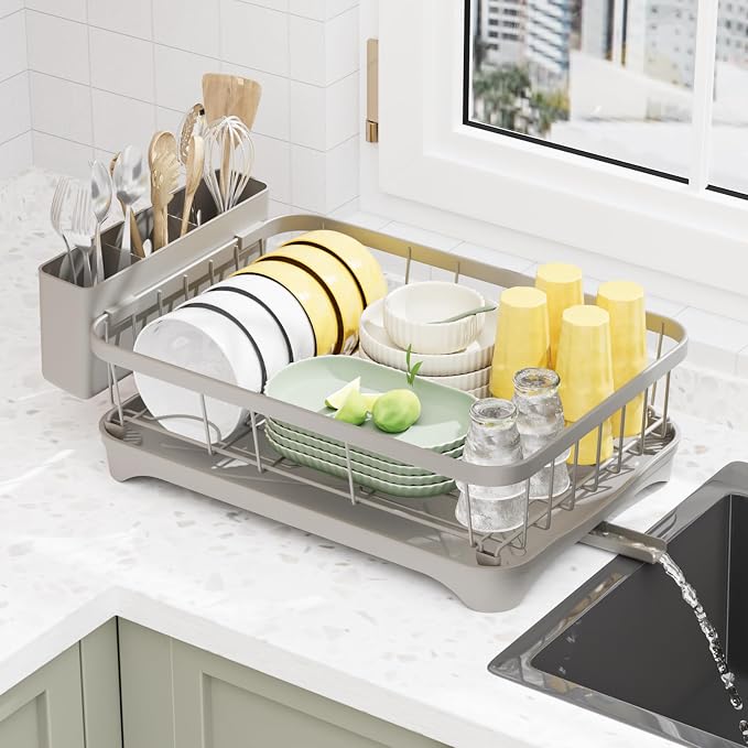 LIYI Dish Drying Rack, Adjustable Spout Design, Kitchen Dish Racks, Made of by LIYIBambooHairBrush