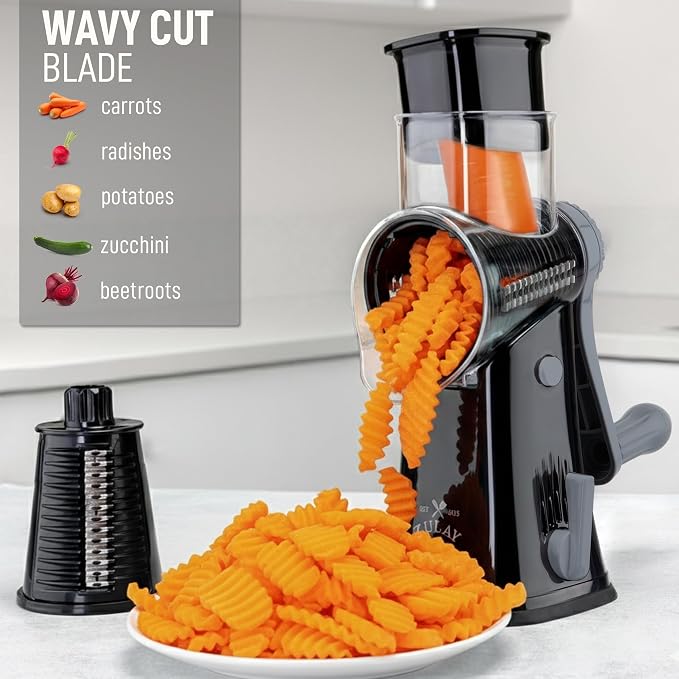 Zulay Kitchen Rotary Cheese Grater 5 Blade Cheese Shredder - Image 4