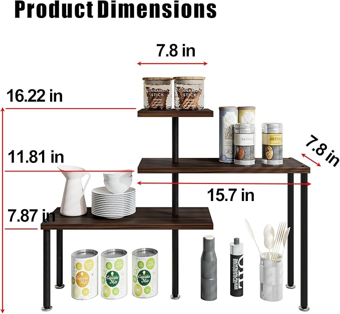 Countertop Organizer Organization 3 Tier Kitchen Corner Shelves Adjustable - Image 2