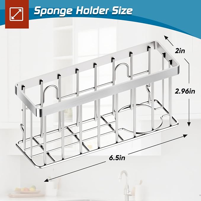 MURLONG Sponge Holder for Kitchen Sink, Sink Caddy Organizer - Image 2