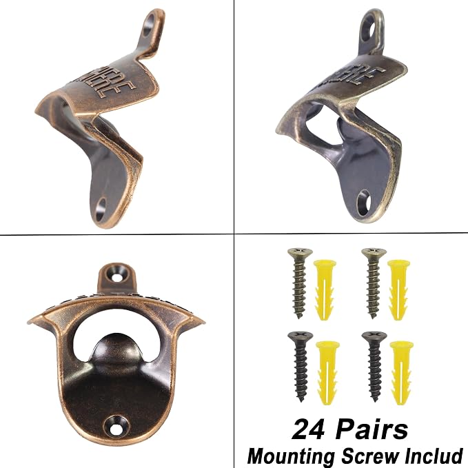 24 PCS Beer Opener Wall Mounted Bulk, Antique Copper Bronze Wall Bottle Opener - Image 4