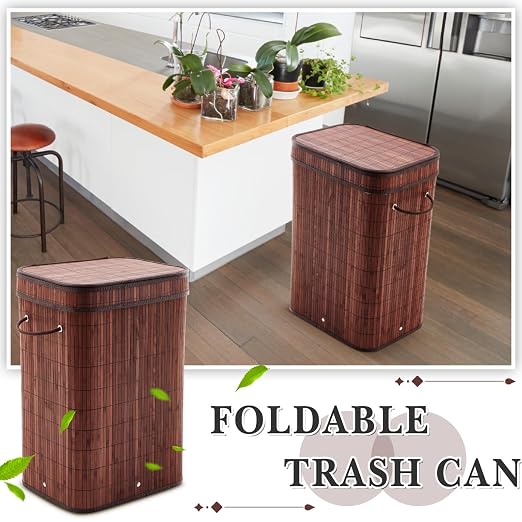 1 Pack 21 Gallon Bamboo Slim Trash Can - Image 3