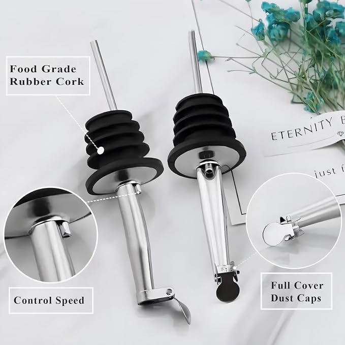 2 Pack Oil Pourers with Flip Top, Olive Oil Dispenser, Speed Pour Spouts - Image 3